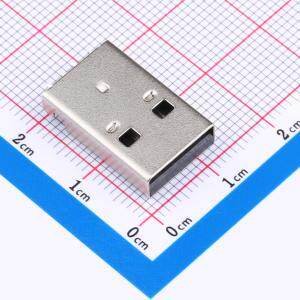 USB-ZL-114PWB USB连接器 USB AM180度沉板2.0直脚有柱LCP黑胶 原