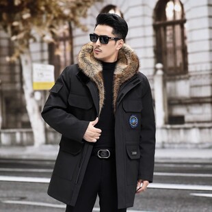 加绒加厚可拆卸内胆加毛男士 中长款 仿皮草外套 冬季 派克服大衣男款