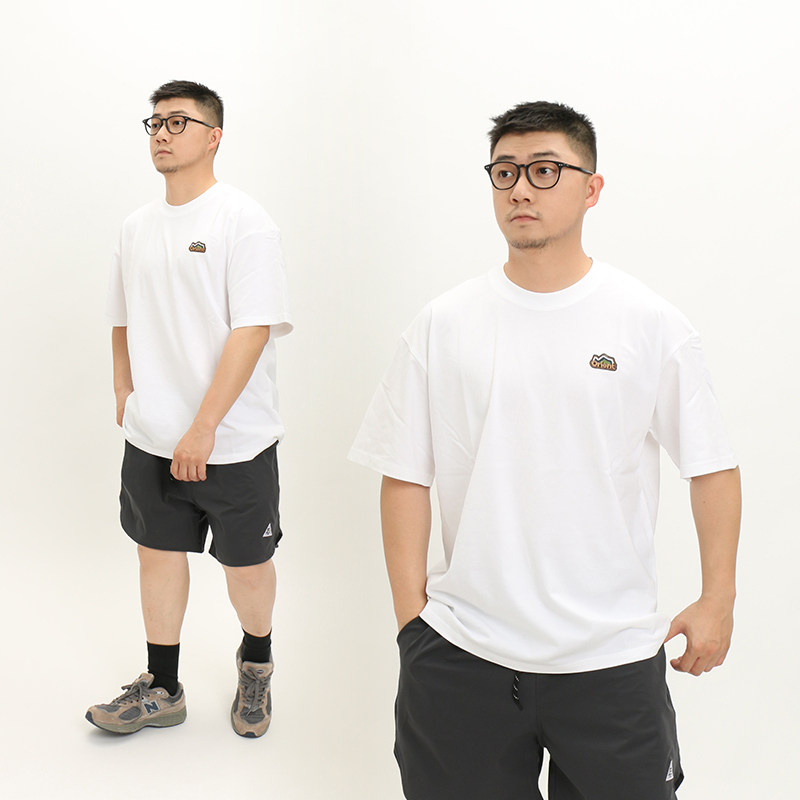 fanstore日系复古露营风绣标宽松短袖T恤男百搭休闲上衣潮男