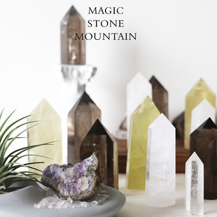 高品质天然黄水晶粉水晶柱单尖柱六棱柱风水摆件消磁净化桌面摆件