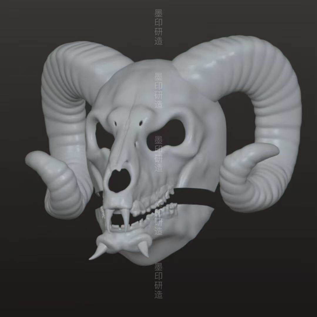 幻想温迪戈哥特风羊兽装头骨3D打印兽头壳可动鄂 fursuit兽装白模