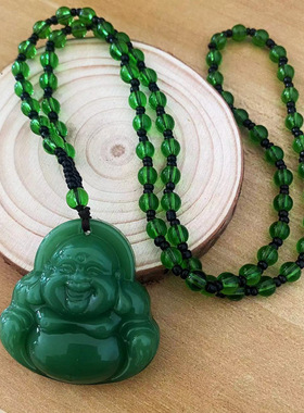 新款双面雕刻笑佛项链毛衣链关公吊坠挂件景区饰品礼物