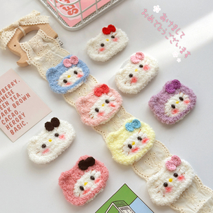 软糯KT手作钩针发夹小可爱绒绒线儿童刘海夹BB边夹小女孩卡通发饰