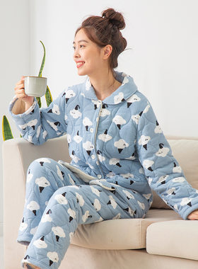 清仓捡漏女全棉加厚居家服立领