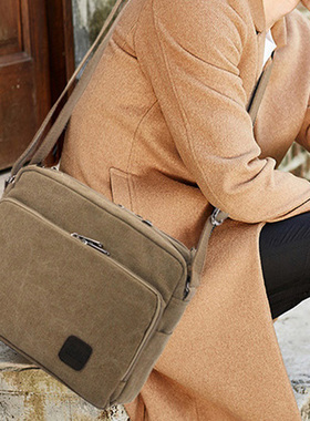 潮流韩版休闲帆布男包包单肩斜挎包男士跨包商务英伦小包斜挎背包