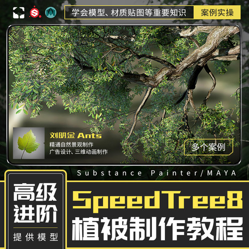 翼狐新品SpeedTree8软件植被制作实例高级教程案例讲解课视频教程