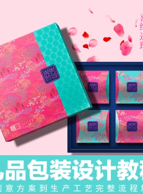 PS/AI礼品包装设计礼盒从创意方案到生产工艺多风格案例视频教程