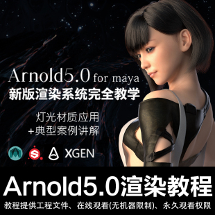 阿诺德中文Arnold5.0 for maya渲染灯光材质应用案例讲解视频教程