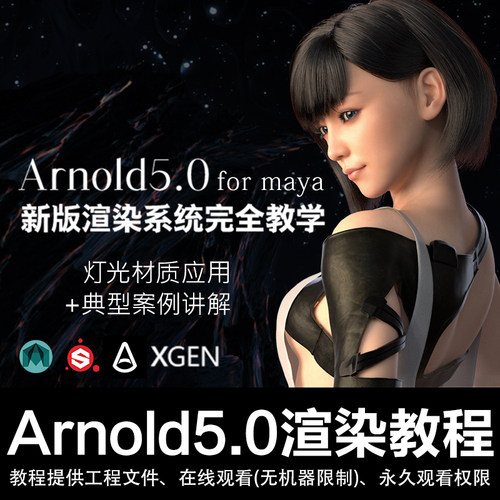 阿诺德中文Arnold5.0 for maya渲染灯光材质应用案例讲解视频教程