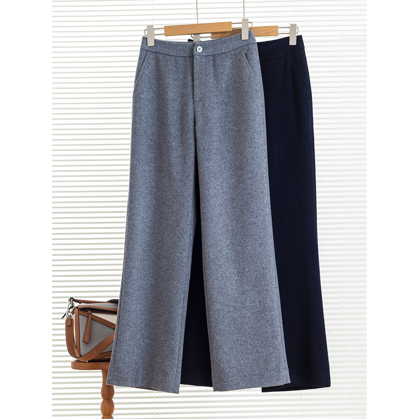 时尚高阶通勤风~保暖好穿亲肤羊毛羊绒直筒毛呢西裤休闲裤女冬季