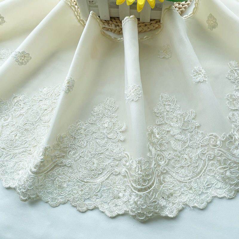 欧式窗帘帘头拼接自粘网纱绣花衬布宽28厘米沙发围床客厅阳台半透