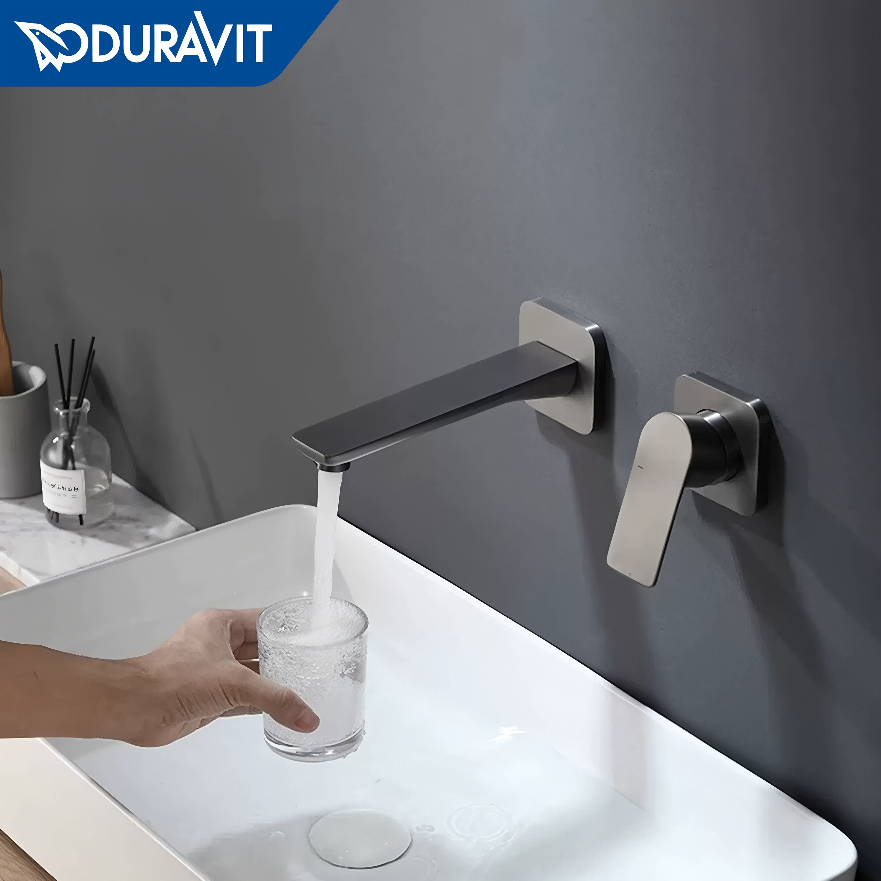 Duravit/杜拉维特全铜热熔一体暗装入墙面盆冷热水预埋墙出水龙头