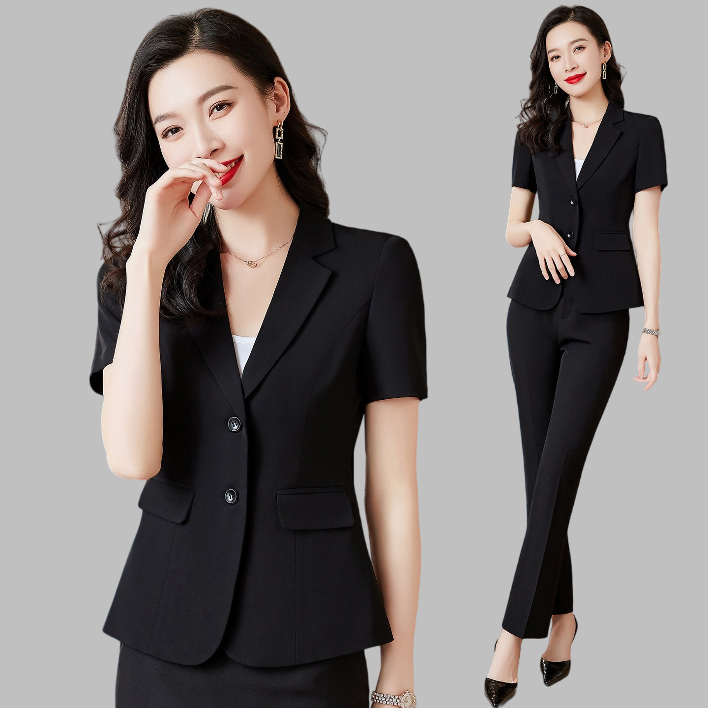 高级西装外套女夏季薄款正装银行经理酒店工作服修身抗皱职业套装