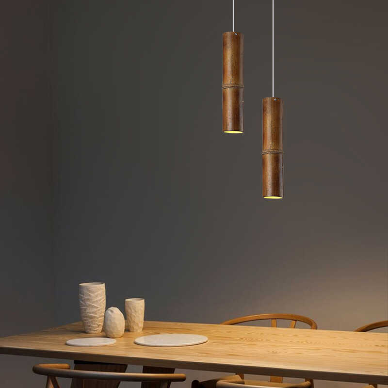 竹筒灯竹子灯竹艺吊灯圆桶灯圆柱灯长筒灯圆管竹灯带射灯