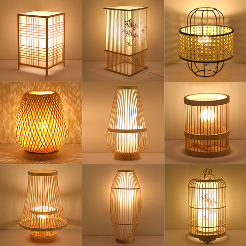 运远灯饰竹编禅意充电装饰台灯