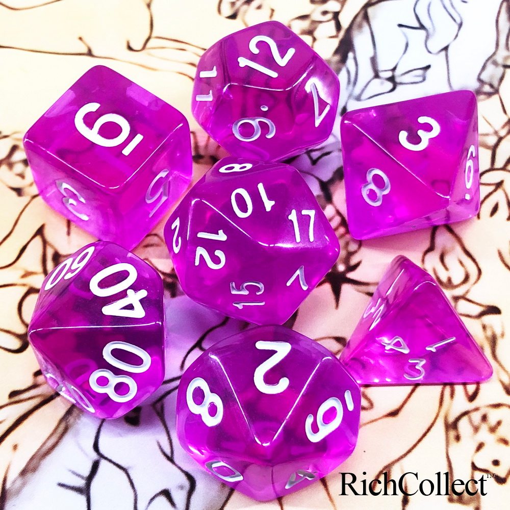 龙与地下城dnd亚克力透明紫白字trpg克苏鲁跑团coc桌游骰子