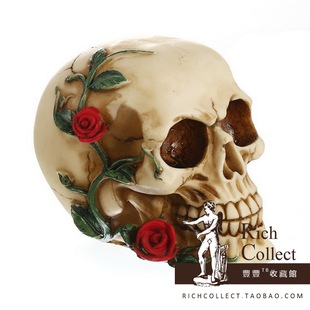 【玫瑰花爱情骷髅头】亡灵节万圣节摆件