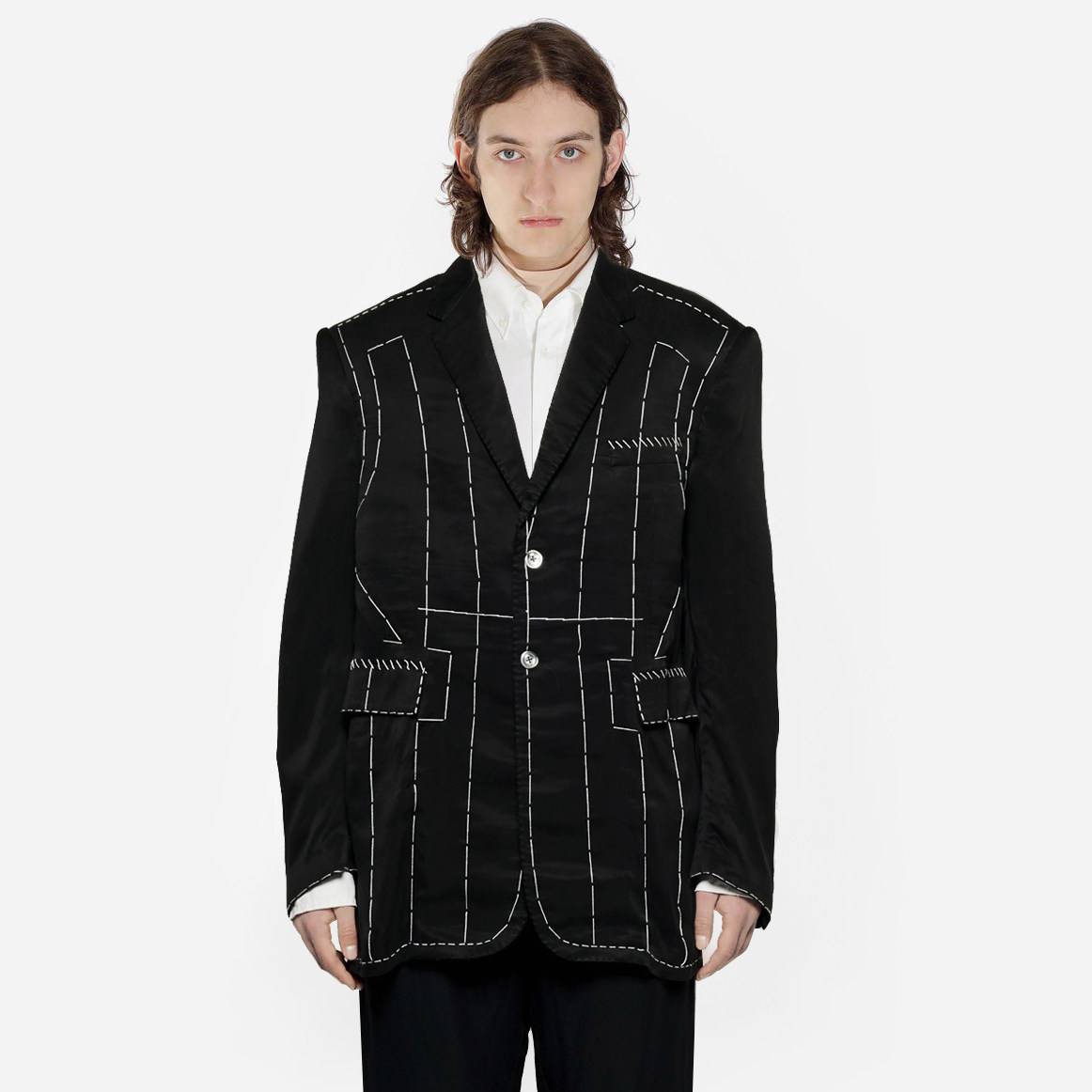 乙丿乙乀03 cupro cuit loro铜氨高级定制黑色轻薄全麻衬休闲西服