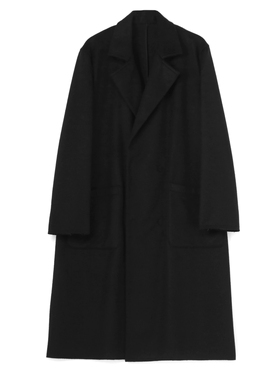 YAMAMOTO ®LIMI山本里美黑色翻领毛边大衣廓形长款羊绒外套日本