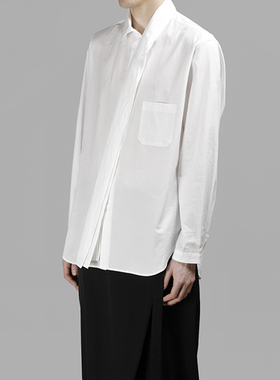 YAMAMOTO ® COTTON POPLIN SHIR白色纯棉围巾领长袖时尚都市衬衫