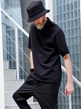 YAMAMOTO ®解构小长领毛边短袖T恤宽松复古暗黑系INS短袖男士TEE