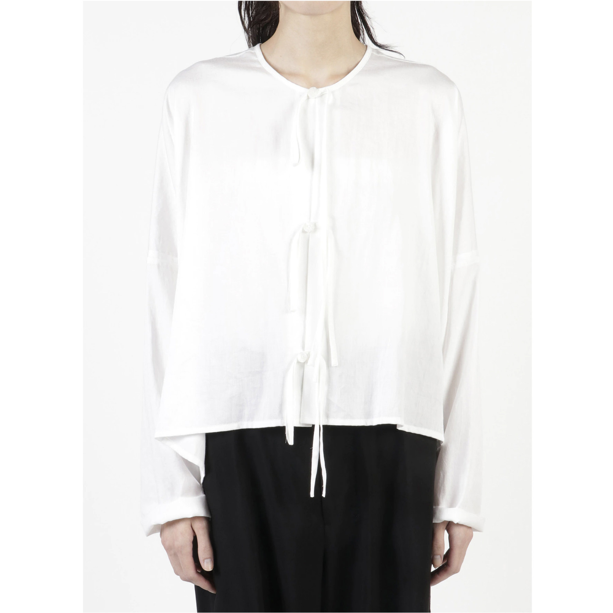 YAMAMOTO ®Yohji Yamamoto limi山本里美前长后短白色衬衫开衫棉