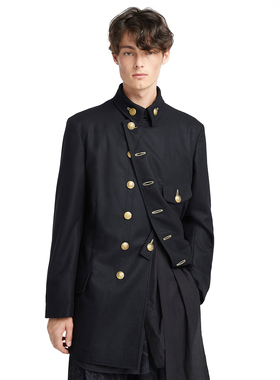 YAMAMOTO ®GOLD BUTTON SUIT金扣单排扣装黑色意式羊毛男士西服