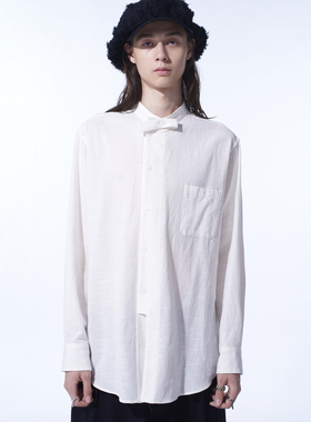 YAMAMOTO ® 日系原创设计感布条设计立领前襟带兜衬衫休闲衬衣男