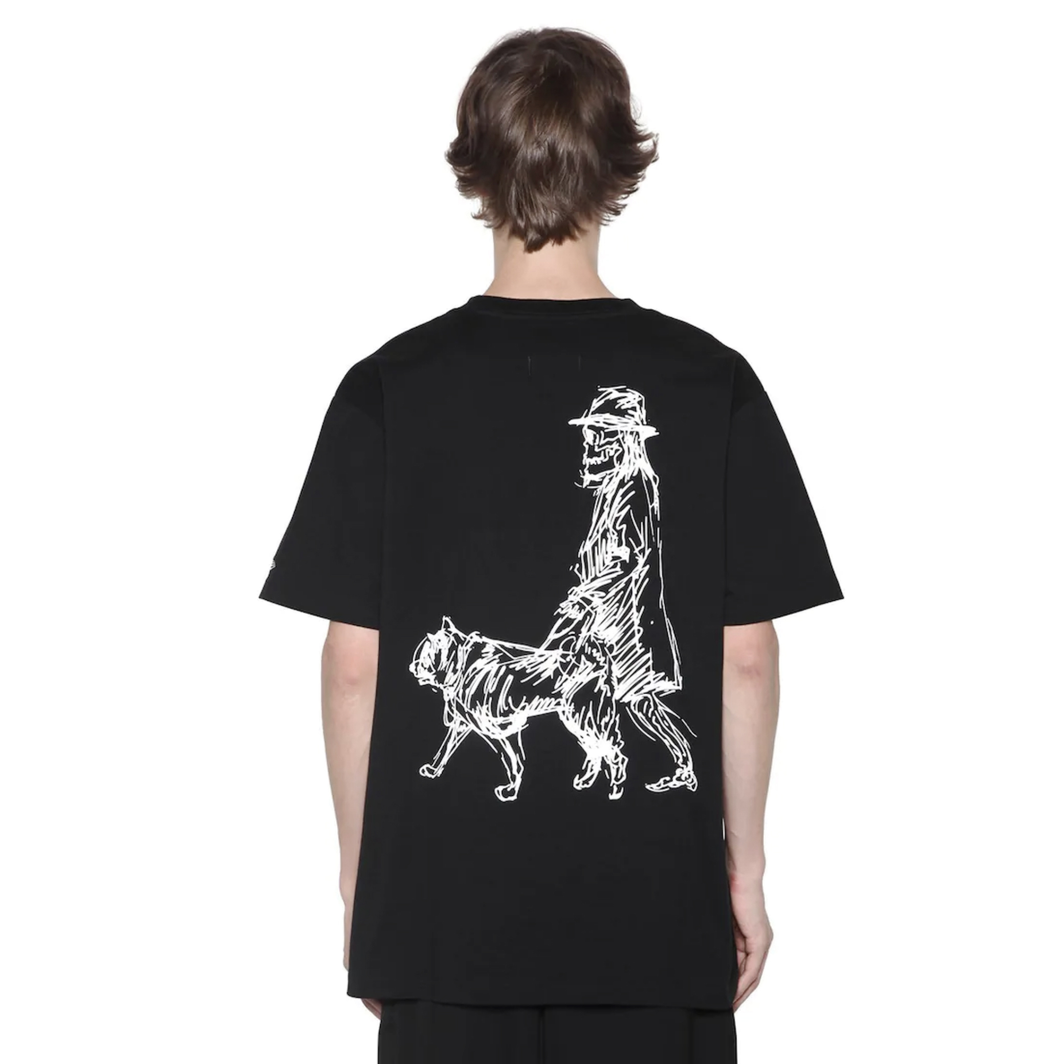 山本耀司纯棉遛狗印花短袖T恤