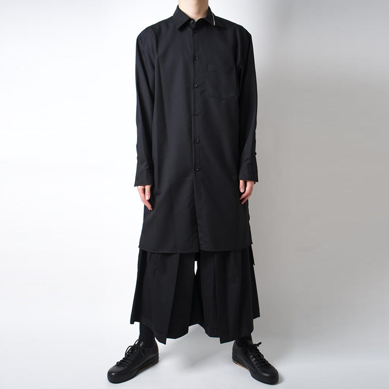 YAMAMOTO &reg; 日系原创暗黑潮流衬衫黑色简约休闲外套男生衬衣
