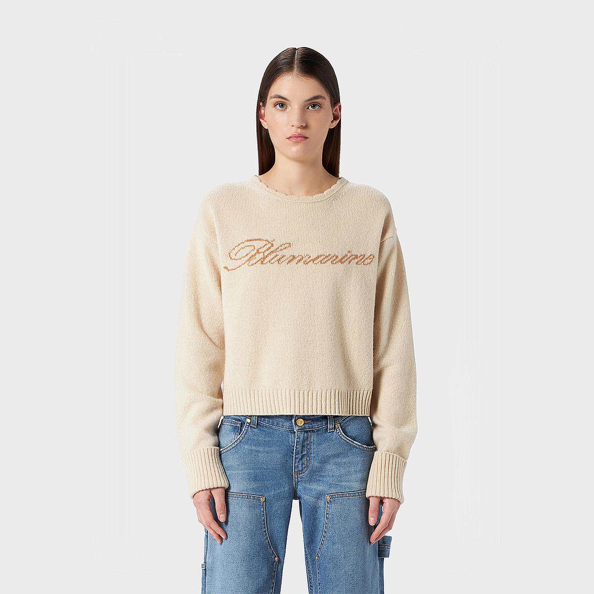 【现货6折】Blumarine LOGO字母宽松圆领毛衣 DOUBLEBOO