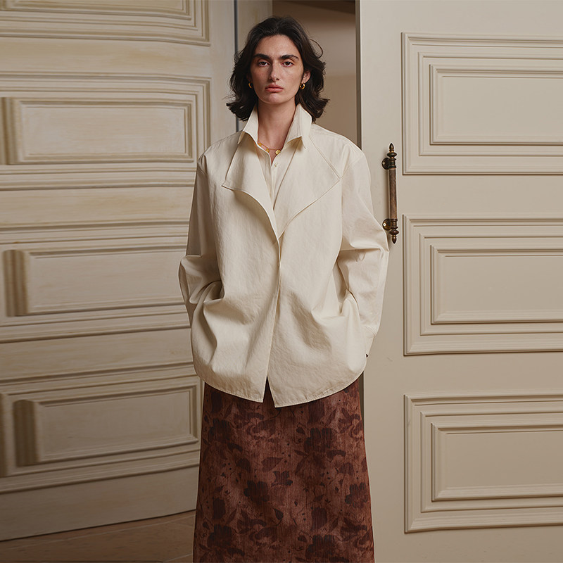 【现货】ECRIVAIN 25AW 双层外翻领高领衬衫 DOUBLEBOO