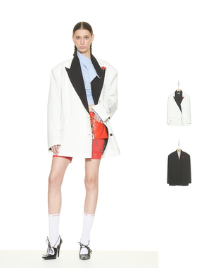 PUSHBUTTON 24PS 黑白撞色几何领西装外套 DOUBLE BOO 买手店