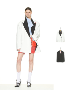 PUSHBUTTON 24PS 黑白撞色几何领西装外套 DOUBLE BOO 买手店