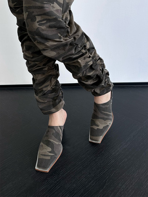 2000Archives迷彩色高跟拖鞋