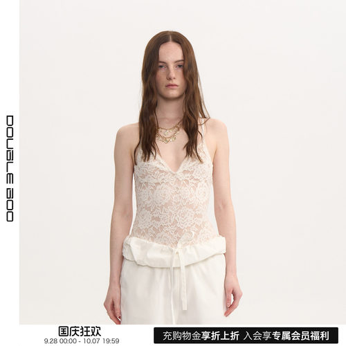 【现货】12 Emorie 26秋冬新款轻透柔雾蕾丝吊带连体衣 DOUBLEBOO