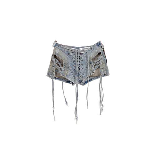 【现货】Natasha Zinko 25SS 紧身牛仔绑带热裤 DOUBLEBOO