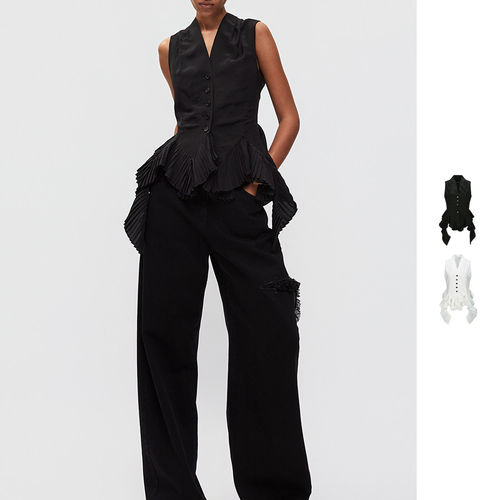 【现货】YCH 26SS 春夏新款打褶不对称下摆背心 DOUBLEBOO