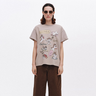 【现货】ICE DUST 26SS 春夏新款小狗噗噗日常T恤 DOUBLEBOO