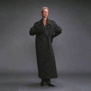 现货 大衣 MAYALI 黑白花呢枪驳领加长款 DOUBLEBOO 25AW