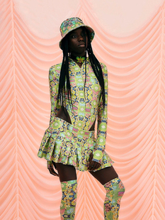 【现货5折】ADRIANA HOT COUTURE 24SS 新款印花连帽连体衣