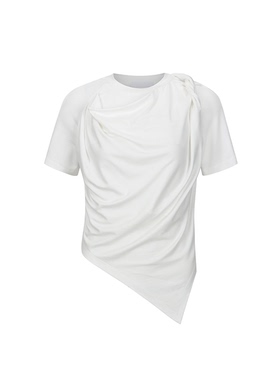 YCH 24PS 新款修身不对称斜裁短袖T恤上衣 DOUBLE BOO 买手店