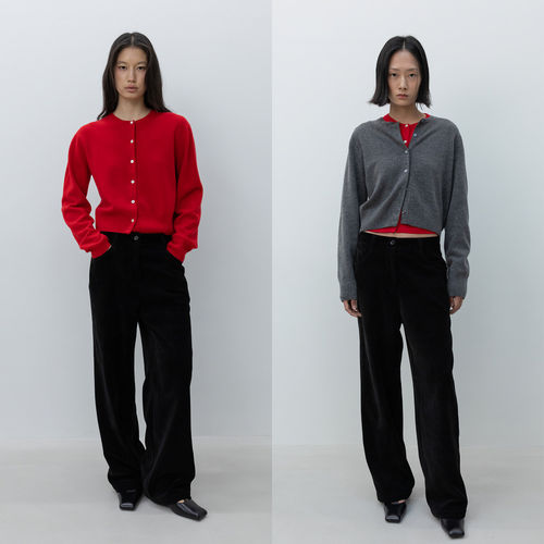 【现货】LOW CLASSIC 26FW 新款短款纽扣开衫 DOUBLEBOO