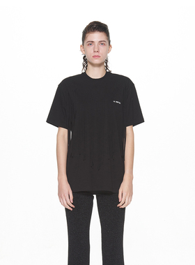 PUSHBUTTON 24SS 新款黑色后背流苏层叠短袖T恤 DOUBLEBOO 买手店