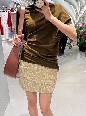 【现货】ANDREADAMO 25SS 春夏新款厚针织口袋迷你短裙 DOUBLEBOO