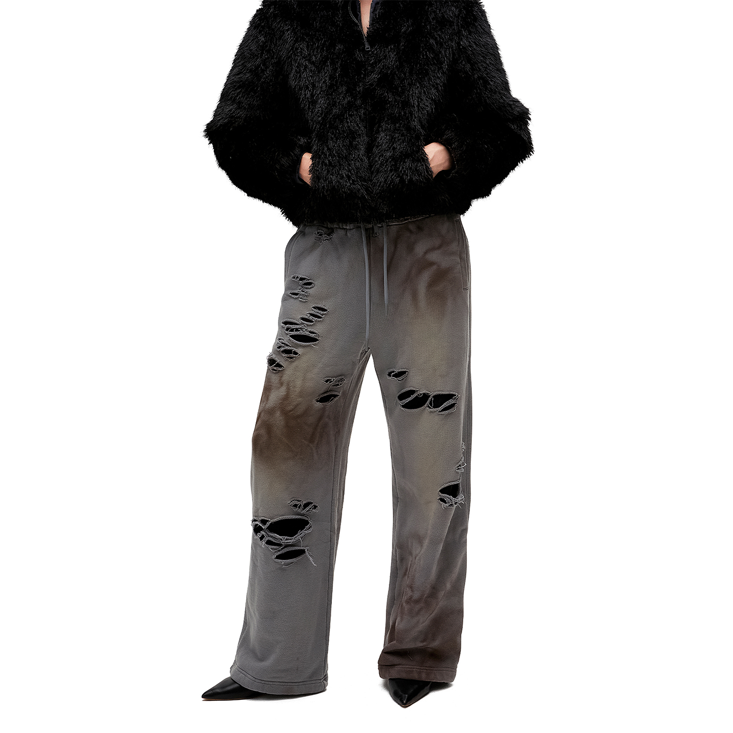 【现货】LOADINGROOM 25AW 破洞拼接休闲长裤 DOUBLEBOO