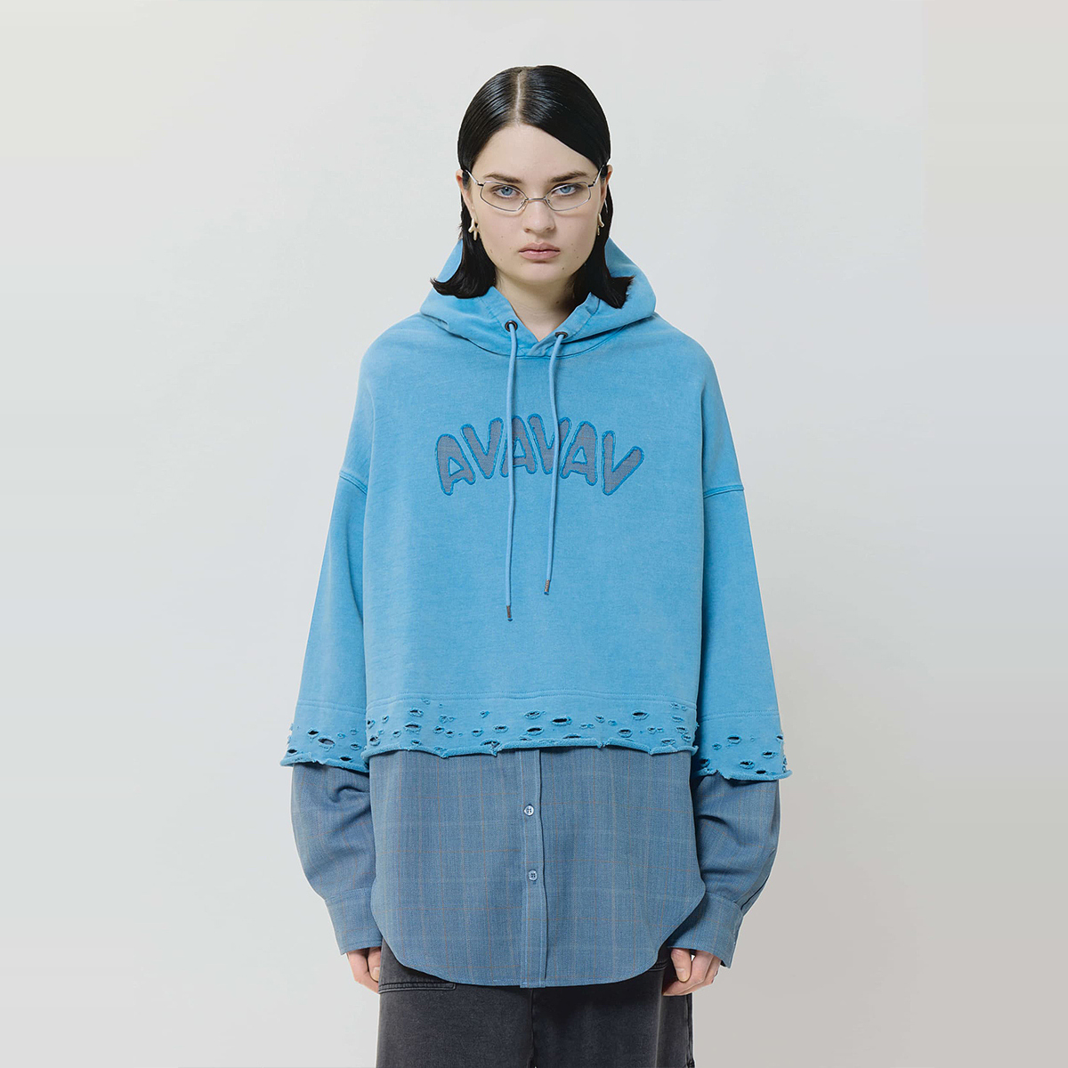 【现货】AVAVAV 25SS 双层衬衫拼接连帽卫衣 DOUBLEBOO