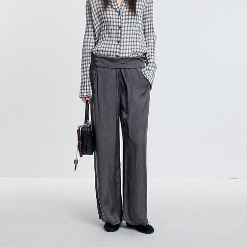 【现货】UN MUTE 26SS 春夏新款洗褪密拷翻腰长裤 DOUBLEBOO