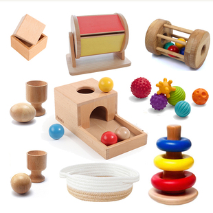 蒙氏早教益智玩具套装Montikids3阶平替滚动鼓目标盒纺织鼓7-11月