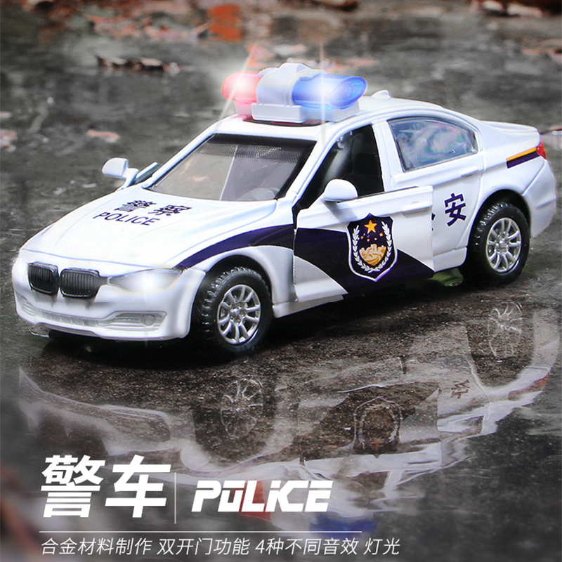 儿童宝马警车合金车模型玩具车回力车小车玩具奔驰车模